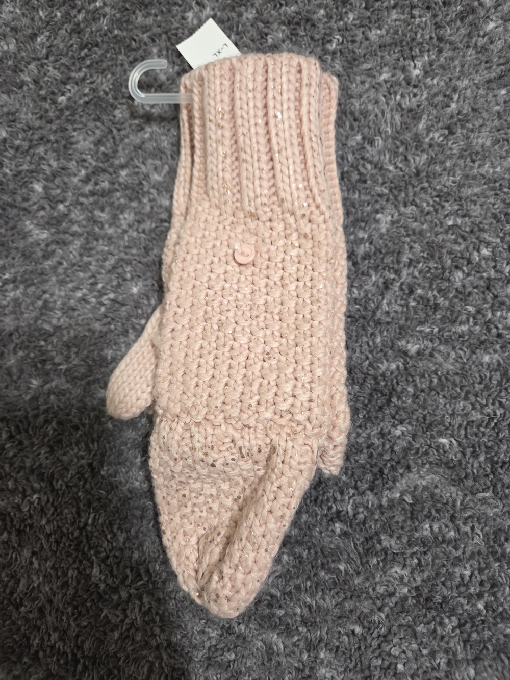 Old Navy Kids Pink Knit Convertible Mittens with Sparkle - Picture 3 of 3